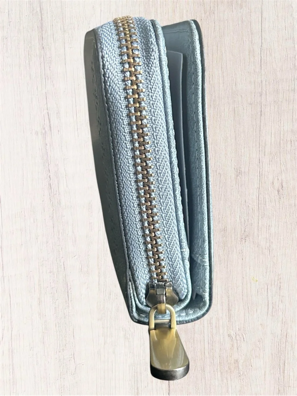 Handcrafted light blue & tan crochet bag and a coordinating light blue wallet
